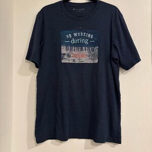 Travis Mathew L Men's Navy Graphic T-Shirt No working during drinking hours